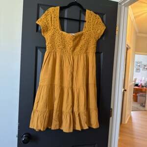 Juniors' SO® Crochet Trim Babydoll Tiered Dress